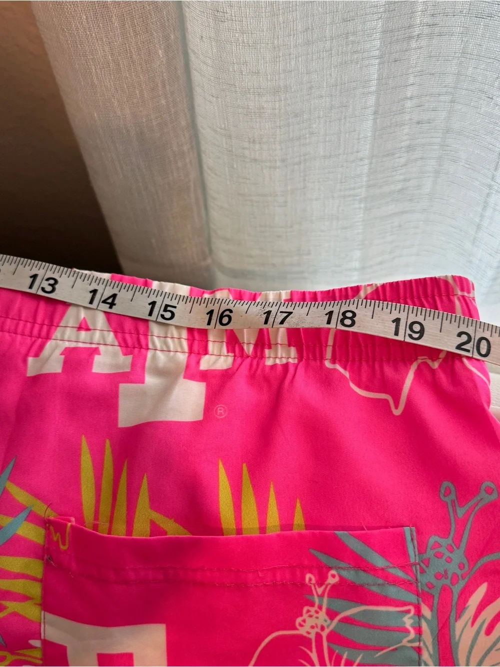 Men's Pink Floral Swim Trunks with AM Logo